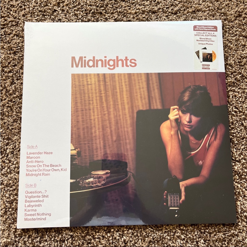 New Taylor Swift Midnights Blood Moon Edition Vinyl With Hand Signed Photo